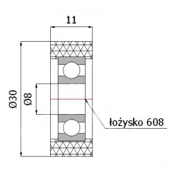Polyurethanrolle Ø 30mm mit Kugellager