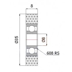 Polyurethanrolle Ø 35mm mit Kugellager