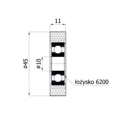 Polyurethanrolle Ø 45mm mit Kugellager