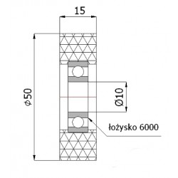 Polyurethanrolle Ø 50mm mit Kugellager