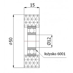 Polyurethanrolle Ø 50mm mit Kugellager
