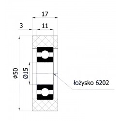 Polyurethanrolle Ø 50mm mit Kugellager