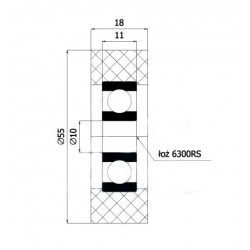 Polyurethanrolle Ø 55mm mit Kugellager