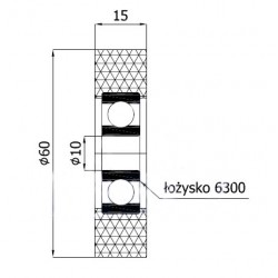 Polyurethanrolle Ø 60mm mit Kugellager RP-60-15/10
