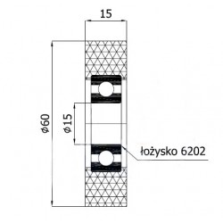 Polyurethanrolle Ø 60mm mit Kugellager RP-60-15/15