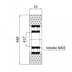 Polyurethanrolle Ø 60mm mit Kugellager RP-60-15/17