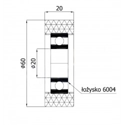 Polyurethanrolle Ø 60mm mit Kugellager