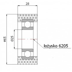 Polyurethanrolle Ø 65mm mit Kugellager