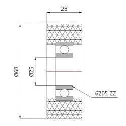 Polyurethanrolle Ø 68mm mit Kugellager