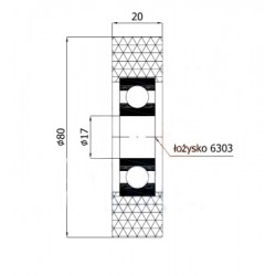 Polyurethanrolle Ø 80mm mit Kugellager