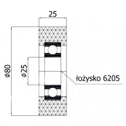 Polyurethanrolle Ø 80mm mit Kugellager