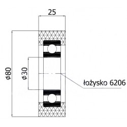 Polyurethanrolle Ø 80mm mit Kugellager