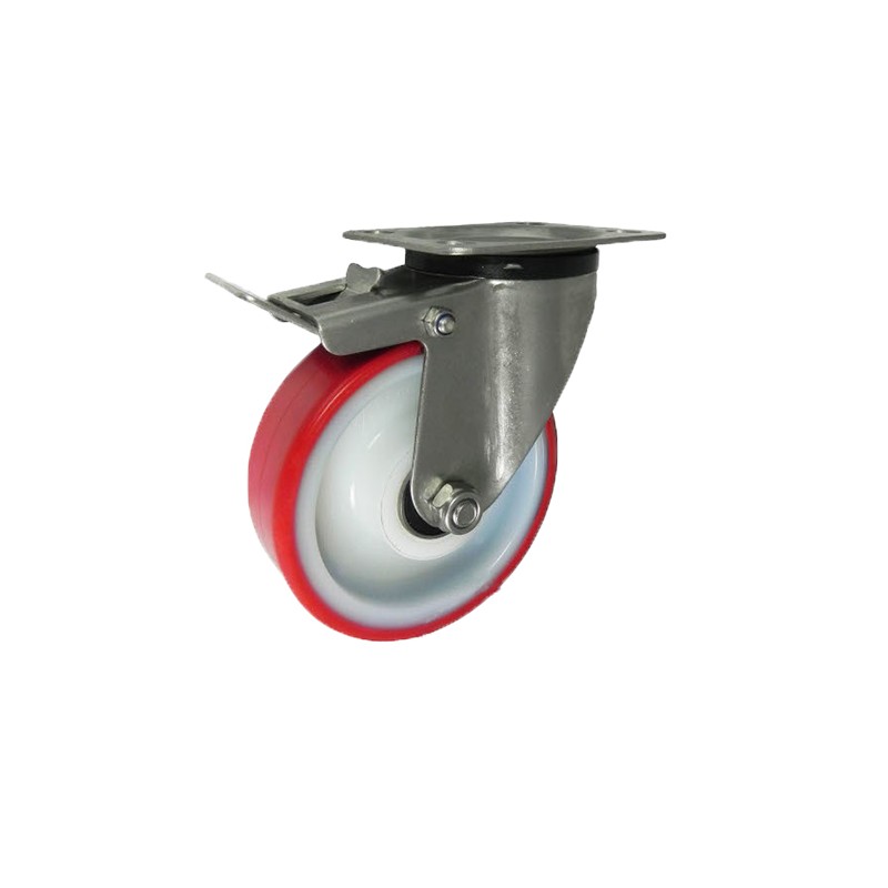 Polyamid-Polyurethanräder Ø 125 mm in kippbaren Gehäusen mit Bremse