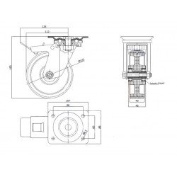 Polyamid-Polyurethanräder Ø 125 mm in kippbaren Gehäusen mit Bremse
