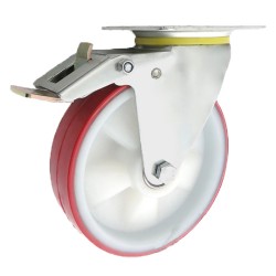 Polyamid-Polyurethanräder Ø 200 mm in kippbaren Gehäusen mit Bremse