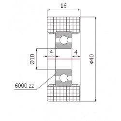 Polyamidrolle Ø 40mm mit Kugellager/R-40-16/10