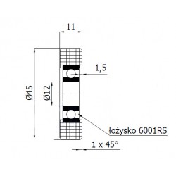 Polyamidrolle Ø 45mm mit Kugellager/R-45-11/12