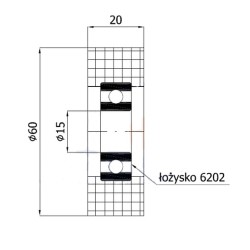 Polyamidrolle Ø 60mm mit Kugellager/R-60-20/15