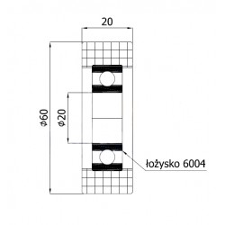 Polyamidrolle Ø 60mm mit Kugellager/R-60-20/20