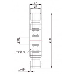 Polyamidrolle Ø 80mm mit Kugellager/R-80-17/10