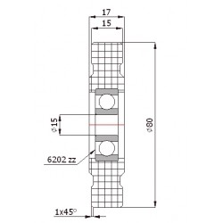 Polyamidrolle Ø 80mm mit Kugellager/R-80-17/15