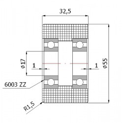 Polyamidrolle Ø 55mm mit Kugellager-R-55-33/17
