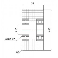 Polyamidrolle Ø 65mm mit Kugellager -R-65-34/15