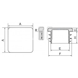 10x Quadratische Abschlusskappen 70x70 mm