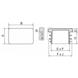 10x Rechteckig Abschlusskappen 30x50 mm