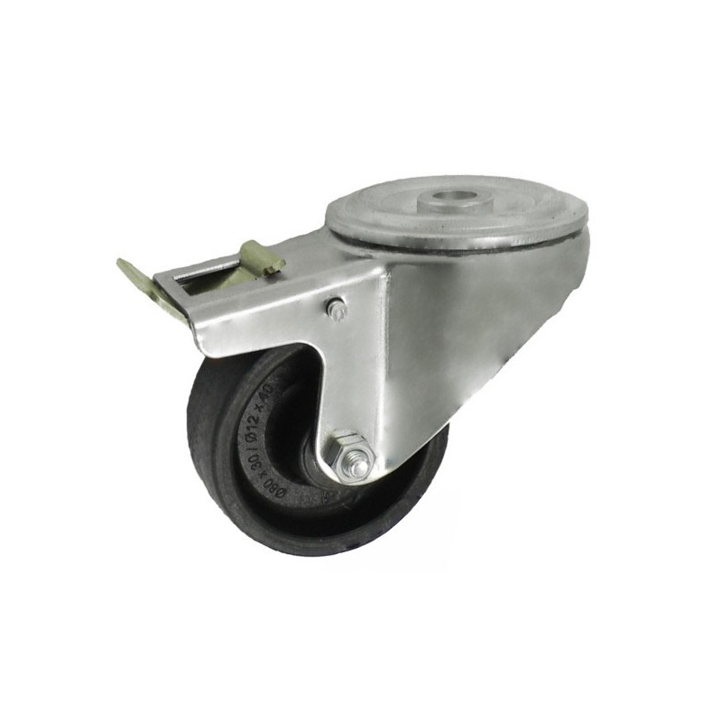 Räder 100mm mit Wärmebeständigkeit bis 250°C Lenkrollen mit Rüuckenloch mit Bremse- 17EH