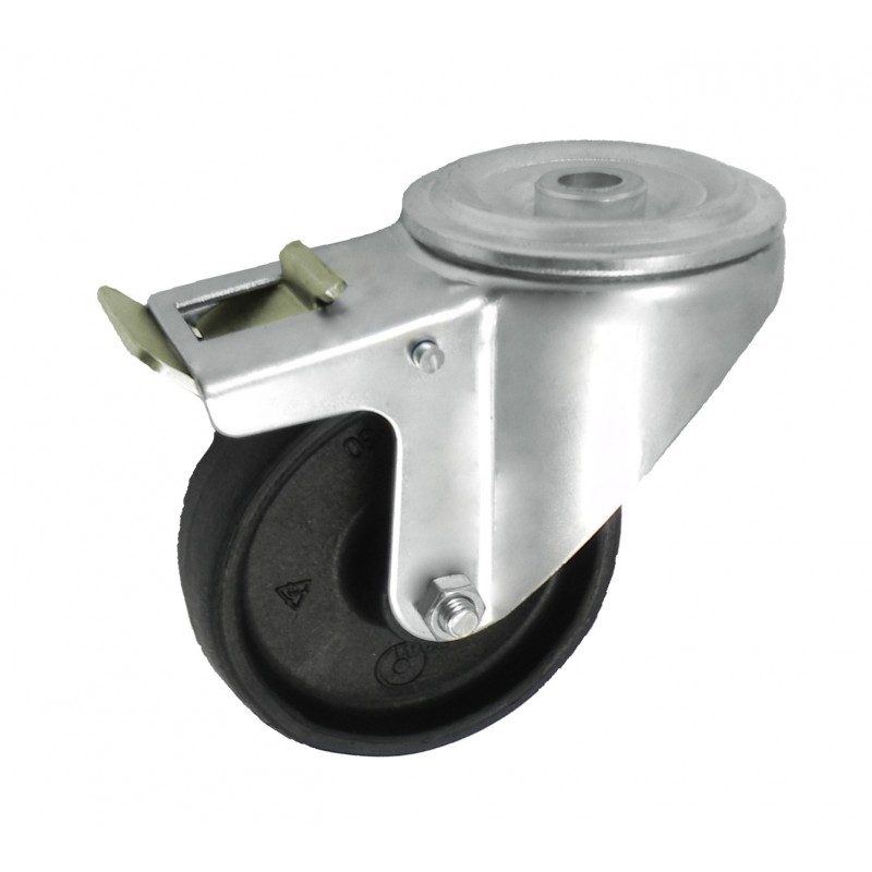 Räder 100mm mit Wärmebeständigkeit bis 250°C im Gehäuse aus rostfreiem Stahl mit Bremse - 17EXH