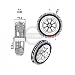 Kunststoffgummirad Ø 250mm, Ø 25mm / 99T/25