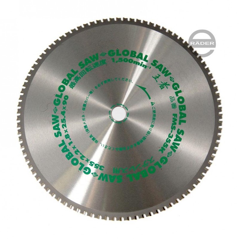 Japanische Kreissäge zum Schneiden von Edelstahl  355 x 2.1/1.8 x 25.4mm / 90 Zähne mit CERMET