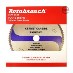 Widia-Säge Kreissägeblatt (Blatt) 355mm zum Schneiden von Stahl, 66 Zähne, CERMET