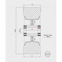 Metallgummirad Ø 200 mm mit Kugellager  / 60NNL