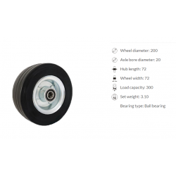 Metallgummirad Ø 200 mm mit Kugellager  / 60NNL