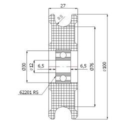Seilrolle Ø 100mm für Seil 16mm / C100/16L