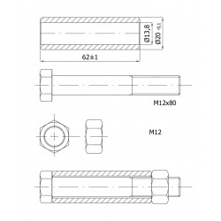 T4 - montage set ⌀20 / Schraube, Mutter und Buchse