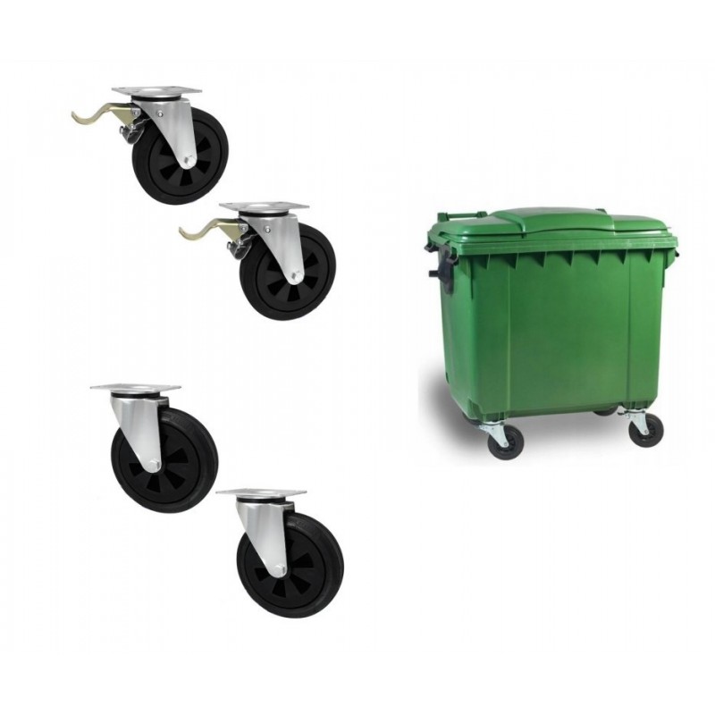 Kunststoff-Gummi-Rad fi. 200 mm in Lenkrolle 2+2St. / 65TH_2+62T_2