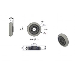 Abgerundete Kunststoff-Rollen  mit Kugellager Ø 24mm / RC-24-6/6V
