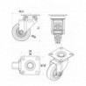 Möbelrad 50 mm, Lenkrolle mit Platte, Tragfähigkeit 40kg  / M52TPU