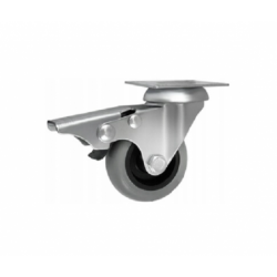 Möbelrad 50 mm, Lenkrolle mit Platte und Bremse, Tragfähigkeit 40kg / M52TPUH