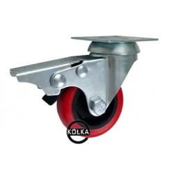 Möbelrad 50 mm, Lenkrolle mit Platte und Bremse, Tragfähigkeit 40kg / M52TPUH