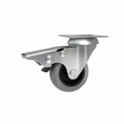 Möbelrad 75 mm, Lenkrolle mit Platte und Bremse, Tragfähigkeit 70kg / M72TPUH