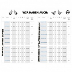 Möbelrad 50 mm, Lenkrolle mit Zapfen M10, Tragfähigkeit 40kg / M54TPU*M10