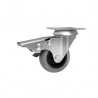 Möbelrad 75 mm, Lenkrolle mit Platte und Bremse, Tragfähigkeit 70kg, Kugellager / M72TPULH