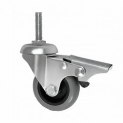 Möbelrad 50 mm, Lenkrolle mit Zapfen M8 mit Bremse, Tragfähigkeit 40kg / M54TPUH*M8