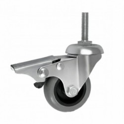 Möbelrad 50 mm, Lenkrolle mit Zapfen M12 mit Bremse, Tragfähigkeit 40kg / M54TPUH*M12