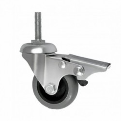 Möbelrad 50 mm, Lenkrolle mit Zapfen M12 mit Bremse, Tragfähigkeit 40kg / M54TPUH*M12