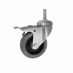 Möbelrad 75 mm, Lenkrolle mit Zapfen M10 mit Bremse, Tragfähigkeit 70kg / M74TPUH*M10